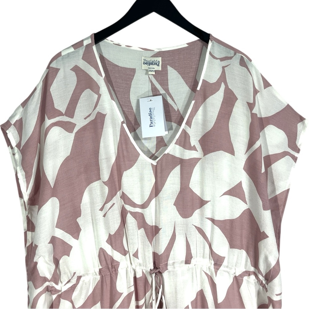 NWT POOLSIDE PARADISO Islander Coverup Dress Tassel Floral Mauve Pink Size XS/S - Picture 4 of 7